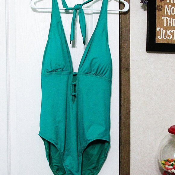 Ralph Lauren Teal Halter One-Piece - Picture 1 of 5